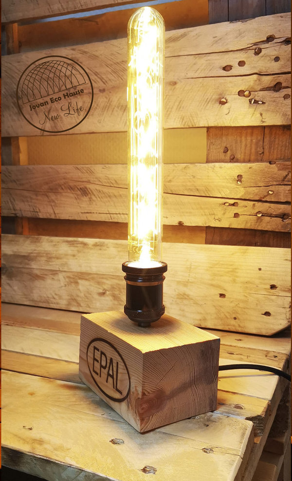 Paletten Lampe Retro Vintage, inclusive Glühbirne LED E27